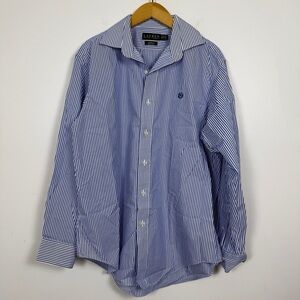Lauren Ralph Lauren Classic Fit No Iron Blue White Stripe Button Down 16.5 34/35